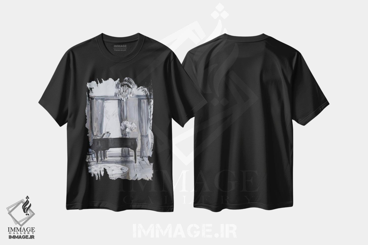 تیشرت طرح دار اتاق پیانو، تزئینی اثر الین استیونز | فروشگاه ایماژ
