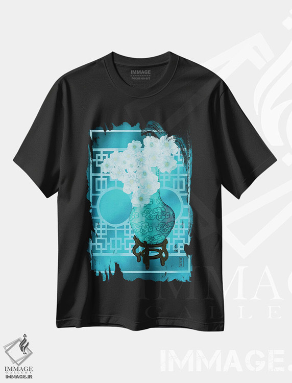 تیشرت طرح دار در میان ابری از کاملیا، دکور آسیایی اثر آنتونی ون لم | immage.ir