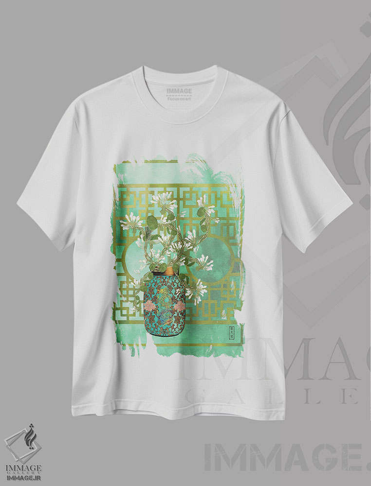 تیشرت طرح دار اژدهای یاس، دکور آسیایی اثر آنتونی ون لم | immage.ir