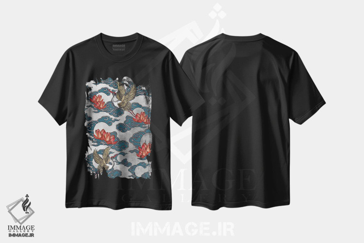 تیشرت طرح دار آبی جاودان، دکور آسیایی اثر آنتونی ون لم | immage.ir