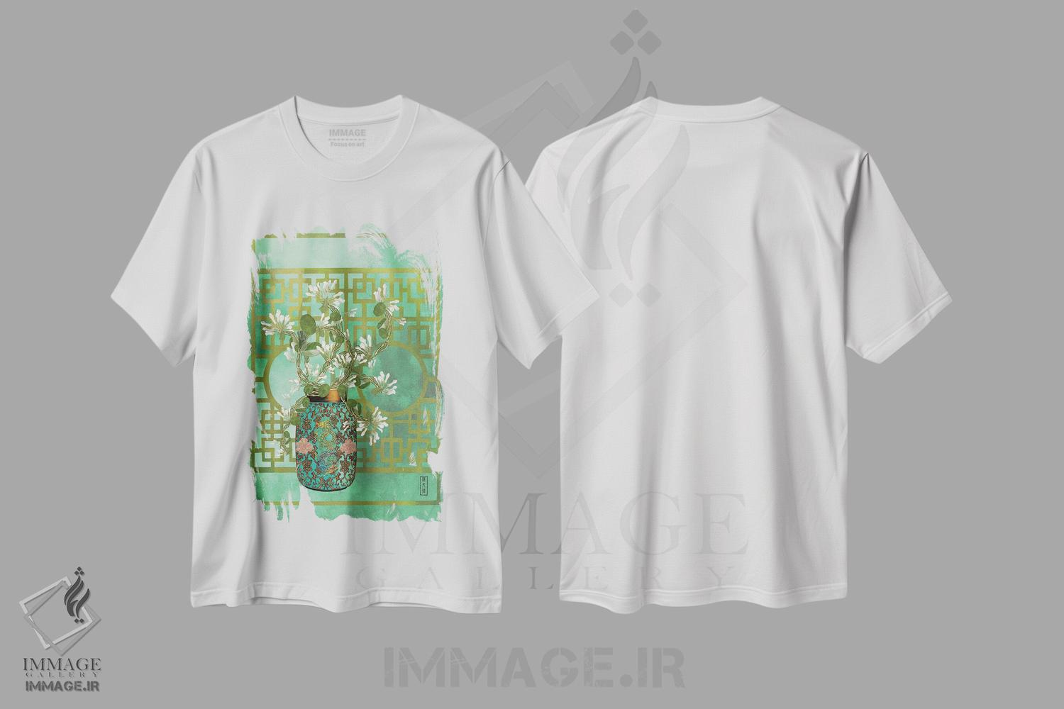 تیشرت طرح دار اژدهای یاس، دکور آسیایی اثر آنتونی ون لم | immage.ir