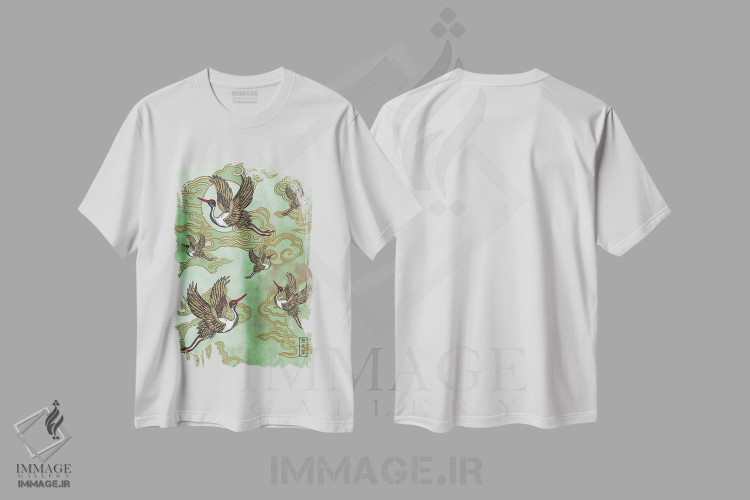 تیشرت طرح دار سبز جاودان، دکور آسیایی اثر آنتونی ون لم | immage.ir