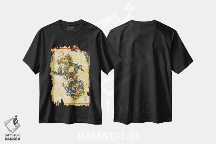تیشرت طرح دار اژدهای باشکوه، دکور آسیایی اثر آنتونی ون لم | immage.ir