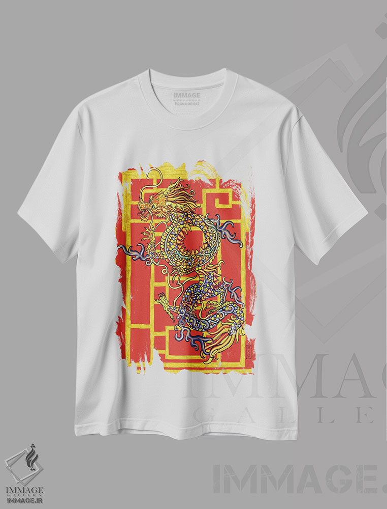 تیشرت طرح دار اژدهای الهی، دکور آسیایی اثر آنتونی ون لم | فروشگاه ایماژ