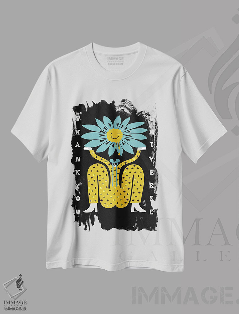 تیشرت طرح دار ممنونم جهان، تزئینی اثر الی وایلد | فروشگاه ایماژ