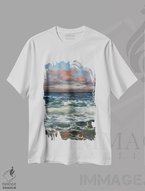 تیشرت طرح دار جای خوشحالی من، دکور ساحلی اثر آلسیا یرمیوا | فروشگاه ایماژ