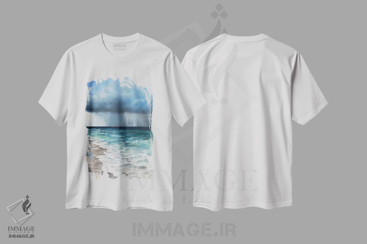 تیشرت طرح دار باران های بازیگوش، دکور ساحلی اثر آلسیا یرمیوا | فروشگاه ایماژ