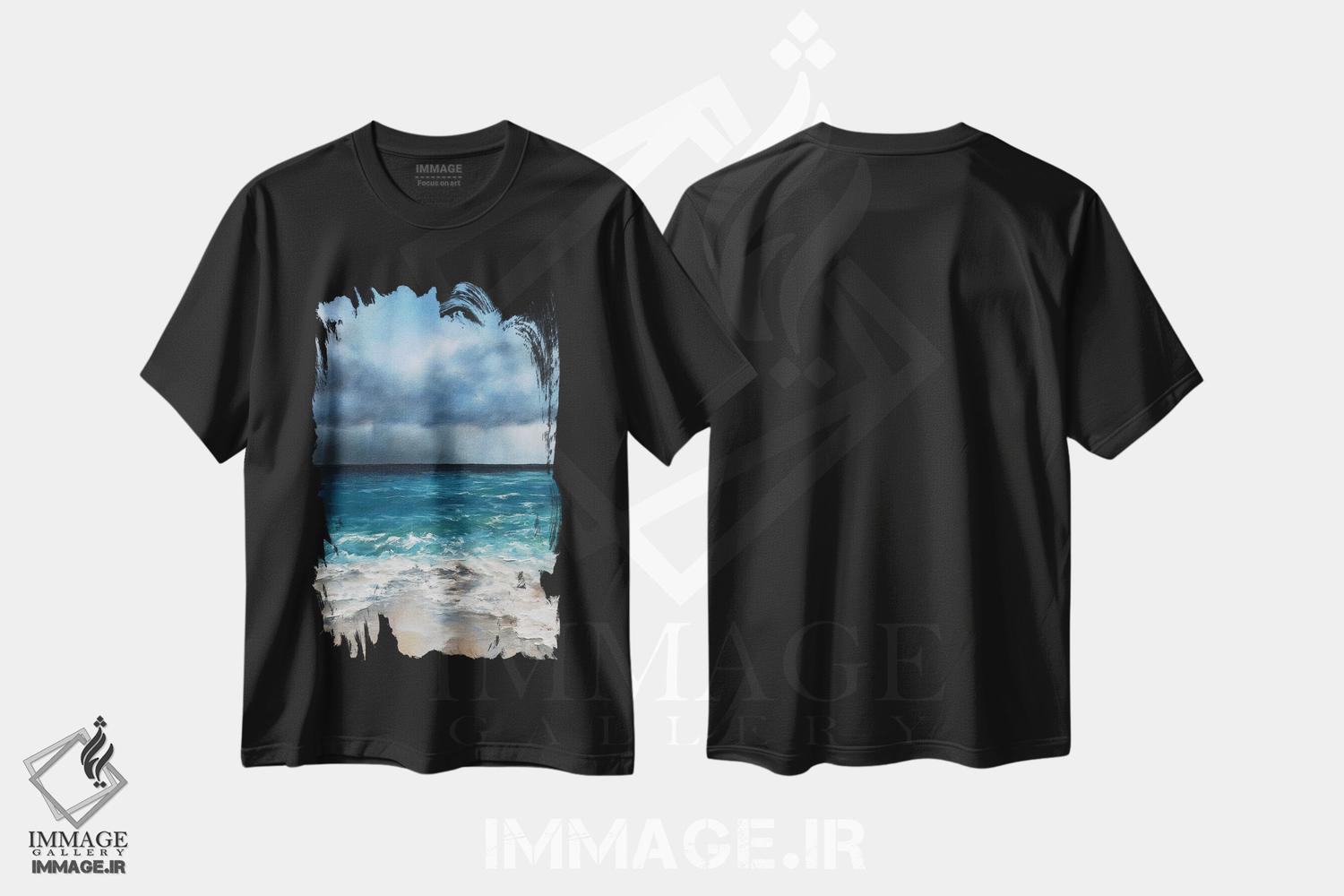 تیشرت طرح دار باران استوایی، دکور ساحلی اثر آلسیا یرمیوا | فروشگاه ایماژ
