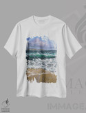 تیشرت طرح دار ساحل طلایی، دکور ساحلی اثر آلسیا یرمیوا | فروشگاه ایماژ