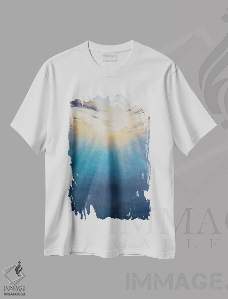 تیشرت طرح دار غروب زیر آب، دکور ساحلی اثر آلسیا یرمیوا | فروشگاه ایماژ