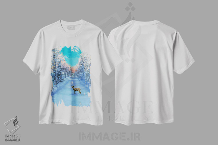 تیشرت طرح دار پیاده روی یخ زده، حیوانات کریسمسی اثر اگنیشکا تورک | فروشگاه ایماژ