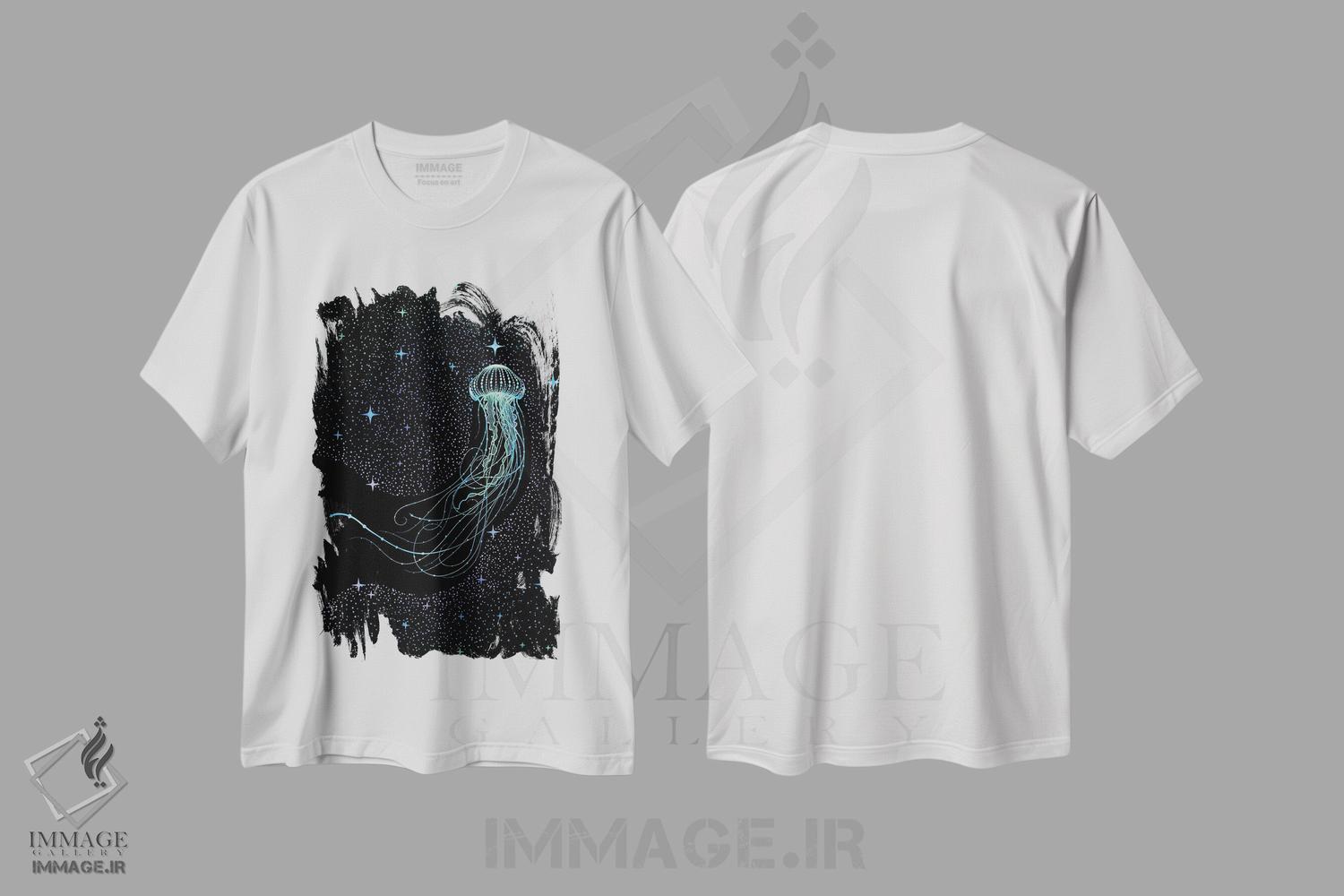 تیشرت طرح دار عروس دریایی ستاره ای رنگی، هنر دیجیتال اثر علیرضا چاکر | immage.ir