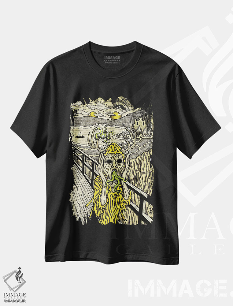 تیشرت طرح دار فریاد در زرد، دکوراسیون جایگزین اثر آژمودای | immage.ir
