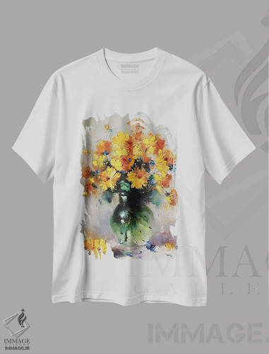 تیشرت طرح دار دسته گل زرد، دکور معاصر اثر عزیز سلیمان اف | فروشگاه ایماژ