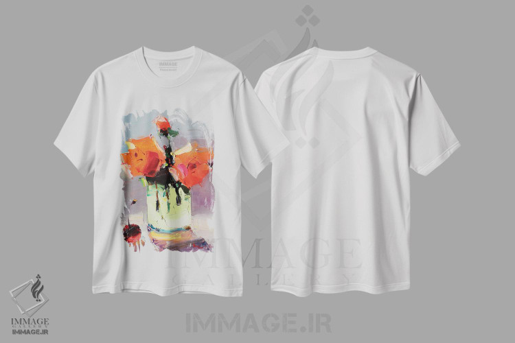تیشرت طرح دار رزهای آتشین، دکور معاصر اثر عزیز سلیمان اف | فروشگاه ایماژ