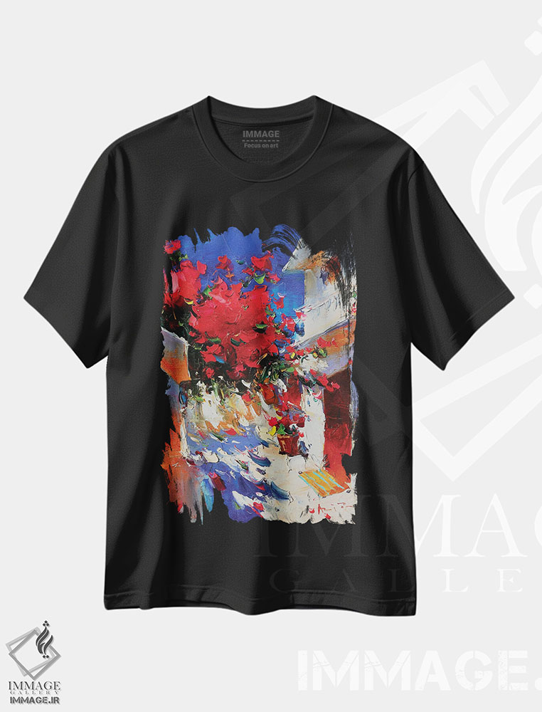 تیشرت طرح دار خیابان آفتابی، دکور معاصر اثر عزیز سلیمان اف | فروشگاه ایماژ