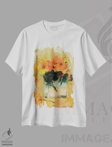 تیشرت طرح دار قاصدک ها در لیوان، دکور معاصر اثر عزیز سلیمان اف | فروشگاه ایماژ