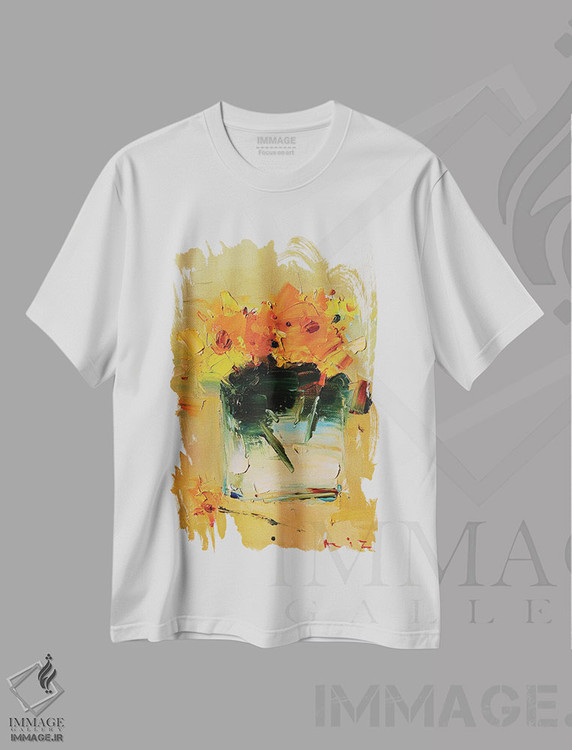 تیشرت طرح دار قاصدک ها در لیوان، دکور معاصر اثر عزیز سلیمان اف | فروشگاه ایماژ