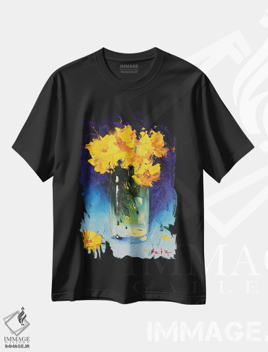 تیشرت طرح دار گل های زرد، دکور معاصر اثر عزیز سلیمان اف | فروشگاه ایماژ