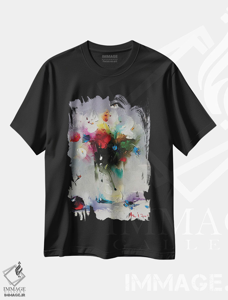 تیشرت طرح دار دسته گل گل ها، دکور معاصر اثر عزیز سلیمان اف | فروشگاه ایماژ
