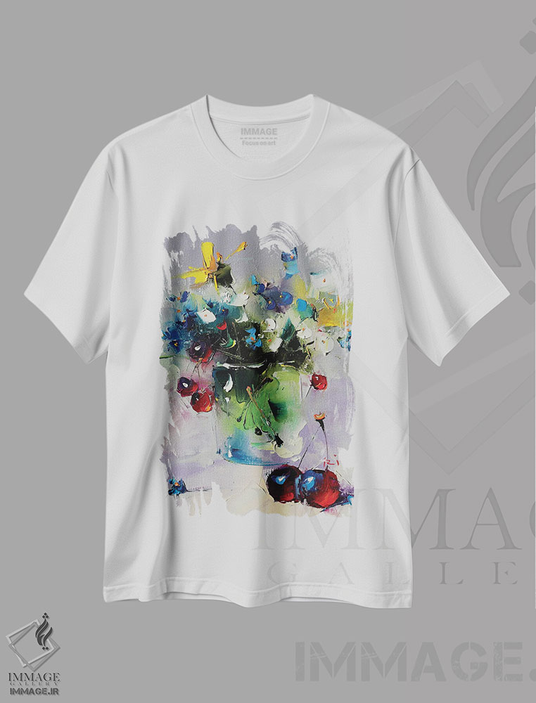 تیشرت طرح دار دسته گل با توت ها، دکور معاصر اثر عزیز سلیمان اف | فروشگاه ایماژ