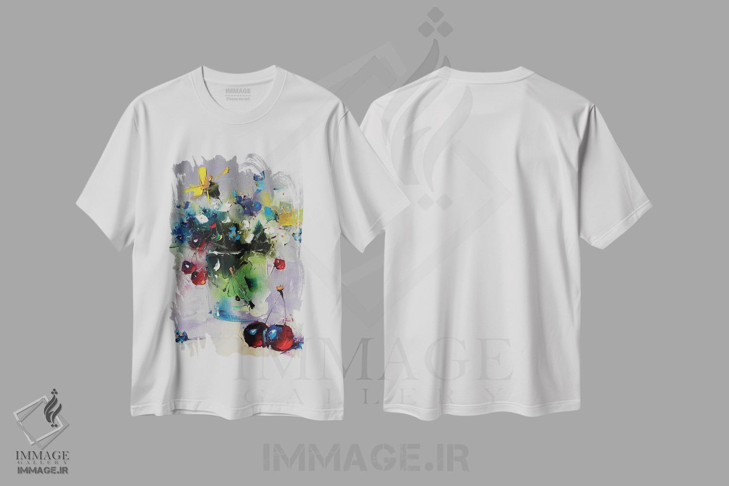 تیشرت طرح دار دسته گل با توت ها، دکور معاصر اثر عزیز سلیمان اف | فروشگاه ایماژ