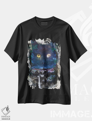 تیشرت طرح دار گربهٔ شب، هنر دیجیتال اثر برت بیگرز | فروشگاه ایماژ