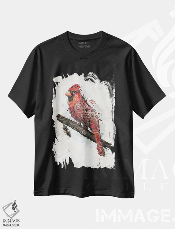تیشرت طرح دار کاردینال شمالی، دکور کلبه و لژ اثر برت بیگرز | فروشگاه ایماژ