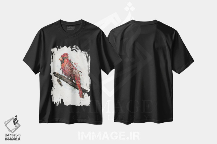 تیشرت طرح دار کاردینال شمالی، دکور کلبه و لژ اثر برت بیگرز | فروشگاه ایماژ