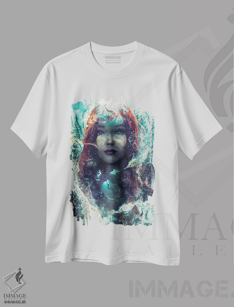 تیشرت طرح دار پری دریایی، هنر دیجیتال اثر برت بیگرز | فروشگاه ایماژ