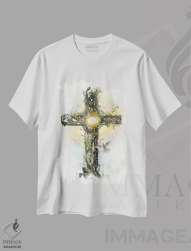 تیشرت طرح دار صلیب مسیح، هنر دیجیتال اثر برت بیگرز | فروشگاه ایماژ