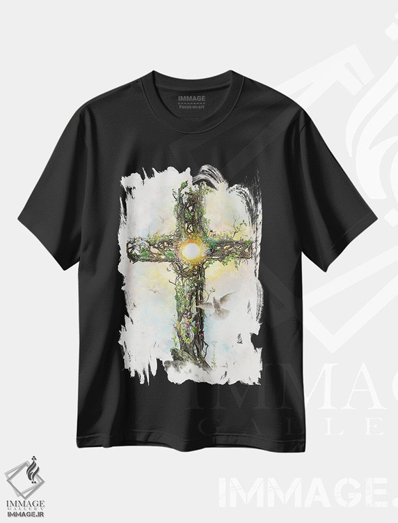 تیشرت طرح دار صلیب مسیح، هنر دیجیتال اثر برت بیگرز | immage.ir