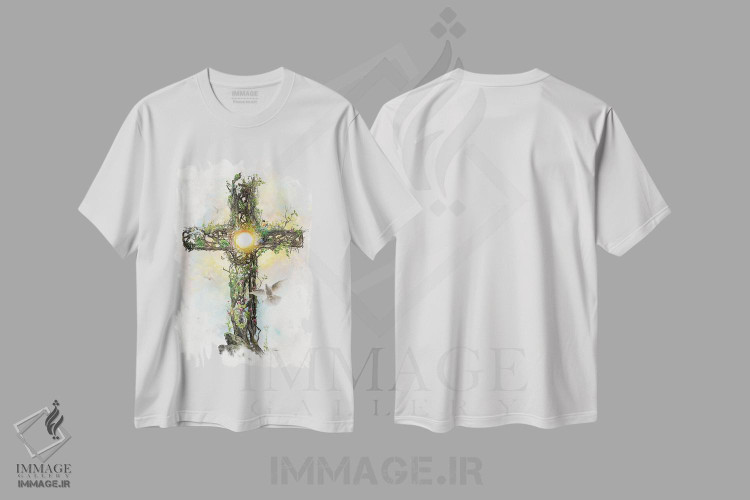 تیشرت طرح دار صلیب مسیح، هنر دیجیتال اثر برت بیگرز | فروشگاه ایماژ