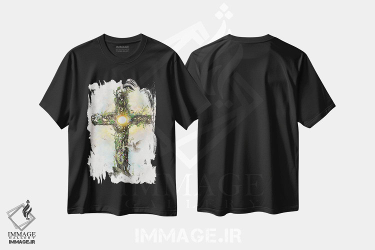 تیشرت طرح دار صلیب مسیح، هنر دیجیتال اثر برت بیگرز | immage.ir