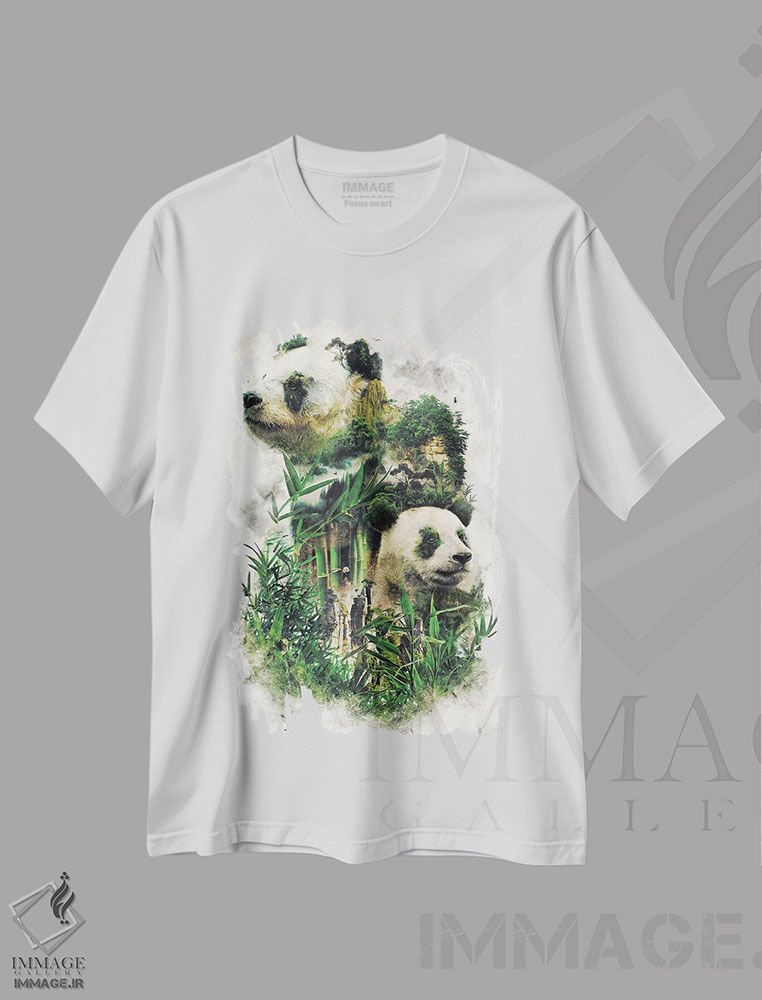 تیشرت طرح دار پاندای فراواقعی، هنر دیجیتال اثر برت بیگرز | immage.ir