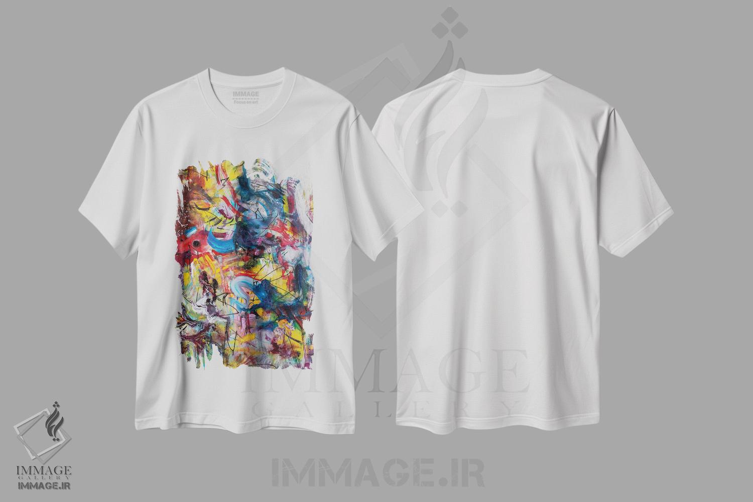 تیشرت طرح دار روش سخت روشن گری، آبستره اثر بلیک براشر | immage.ir