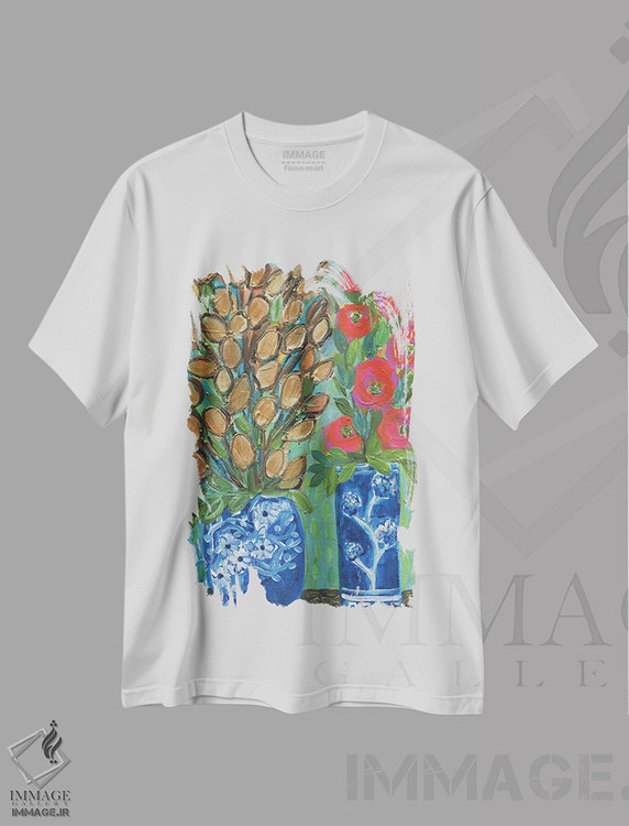 تیشرت طرح دار شکوفه های طلایی، تزئینی اثر برندا بوش | فروشگاه ایماژ
