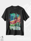 تیشرت طرح دار گل ها در شهر، آبستره اثر برندا بوش | immage.ir