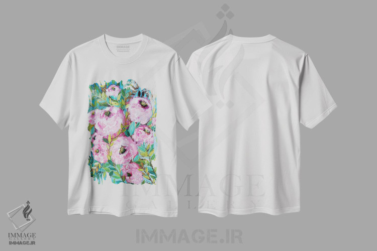 تیشرت طرح دار گل صدتومانی صورتی، دکور معاصر اثر برندا بوش | immage.ir