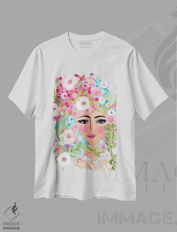 تیشرت طرح دار توری شانتی و چهره ای زیبا، دکور بوهمی اثر برندا بوش | فروشگاه ایماژ