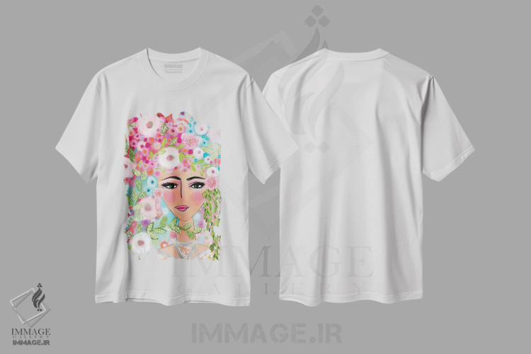 تیشرت طرح دار توری شانتی و چهره ای زیبا، دکور بوهمی اثر برندا بوش | فروشگاه ایماژ