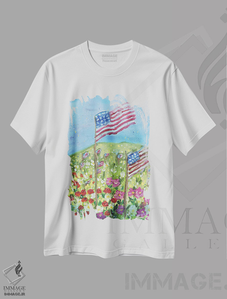 تیشرت طرح دار سپاسگزار در آمریکا، دکور آمریکایی اثر برندا بوش | فروشگاه ایماژ