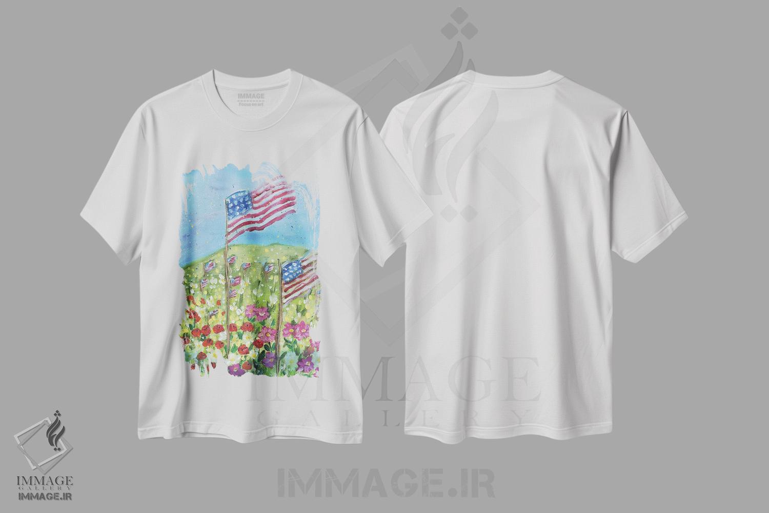 تیشرت طرح دار سپاسگزار در آمریکا، دکور آمریکایی اثر برندا بوش | فروشگاه ایماژ