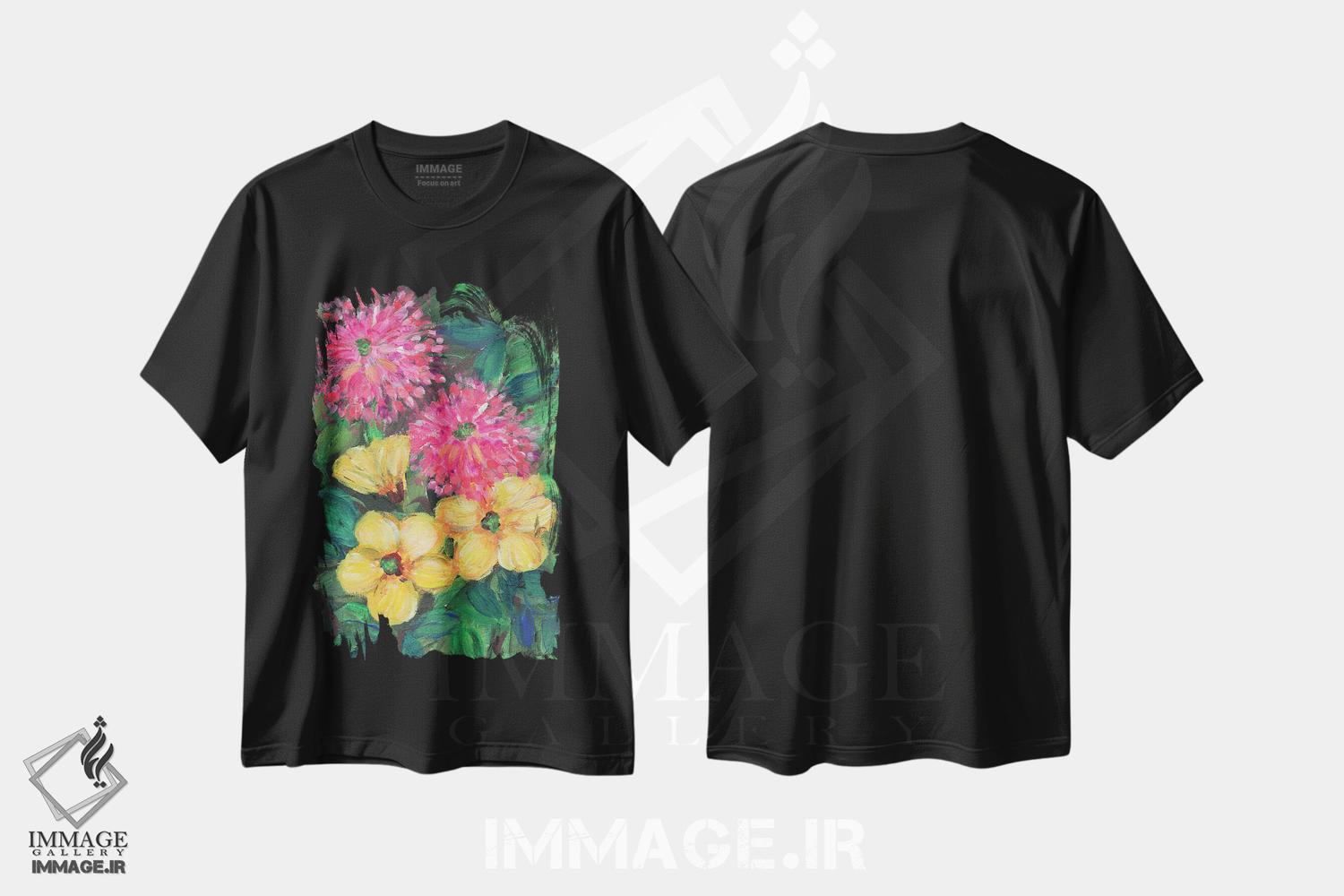 تیشرت طرح دار گل های ویدانتا، تزئینی اثر برندا بوش | فروشگاه ایماژ