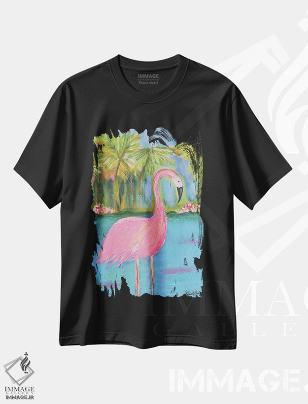 تیشرت طرح دار ساحل فلامینگو II، دکور ساحلی اثر برندا بوش | فروشگاه ایماژ