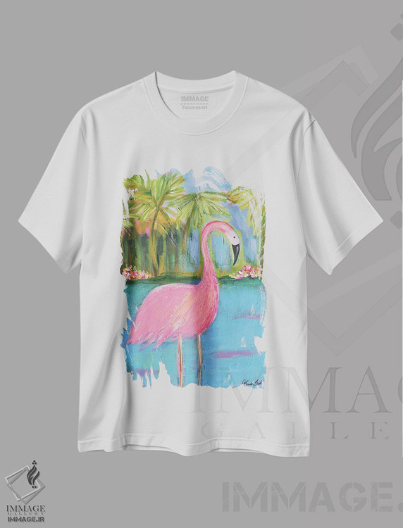 تیشرت طرح دار ساحل فلامینگو II، دکور ساحلی اثر برندا بوش | immage.ir