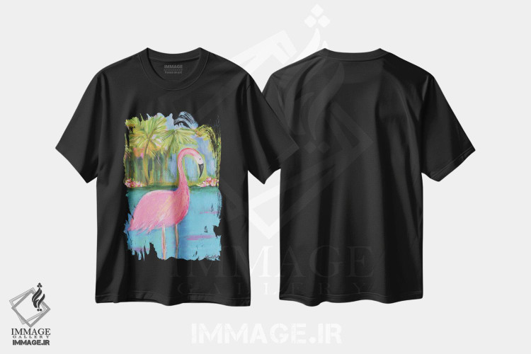 تیشرت طرح دار ساحل فلامینگو II، دکور ساحلی اثر برندا بوش | فروشگاه ایماژ