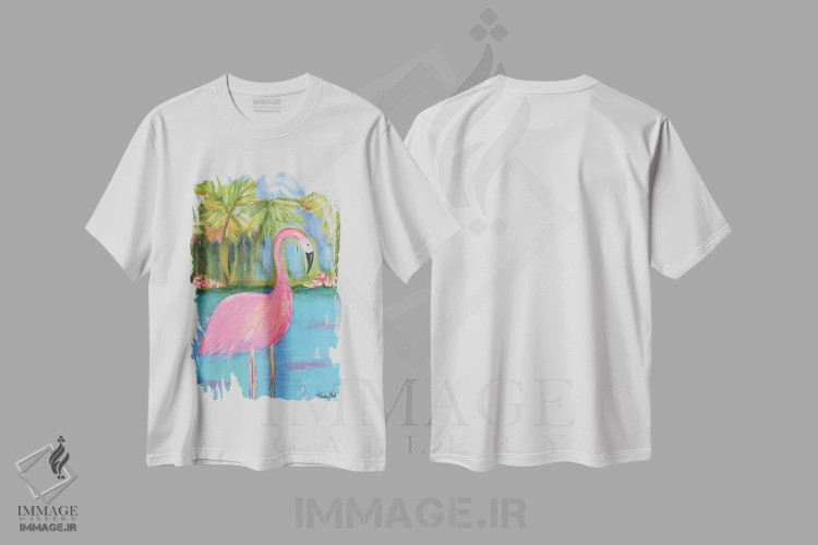 تیشرت طرح دار ساحل فلامینگو II، دکور ساحلی اثر برندا بوش | immage.ir