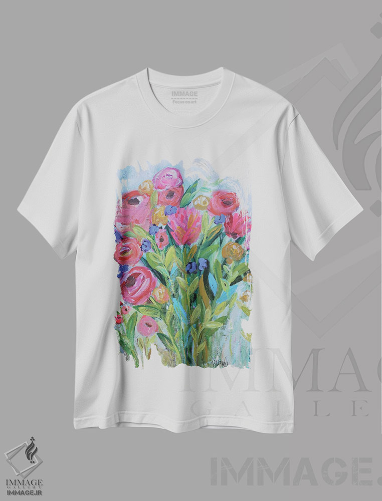 تیشرت طرح دار بیایید گل بچینیم، تزئینی اثر برندا بوش | immage.ir