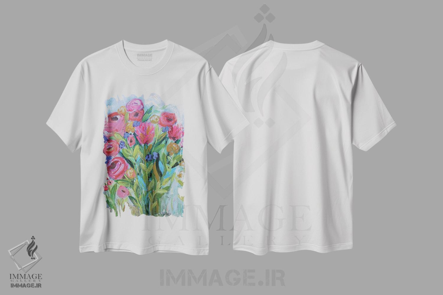 تیشرت طرح دار بیایید گل بچینیم، تزئینی اثر برندا بوش | immage.ir